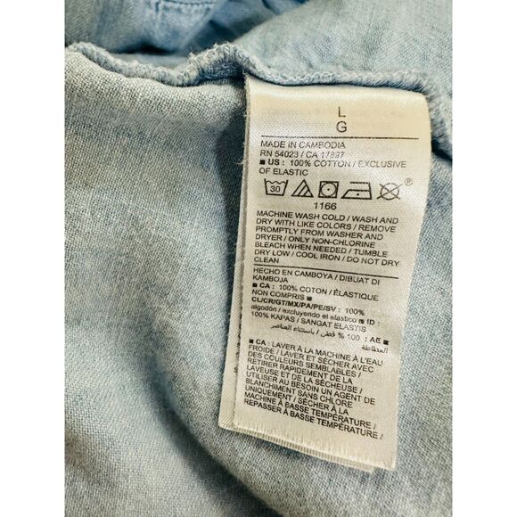 Old Navy Women's Chambray Tiered Maxi Dress with Cap Sleeves and Pockets, Size L - Picture 6 of 6